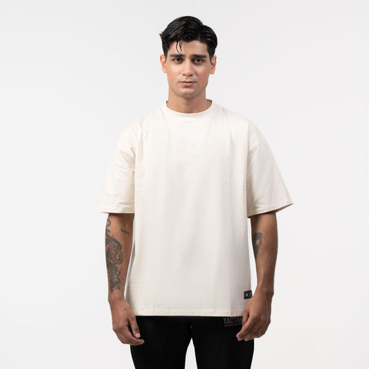 WOLFMODE_77 OVERSIZED TEE — BONE DUST