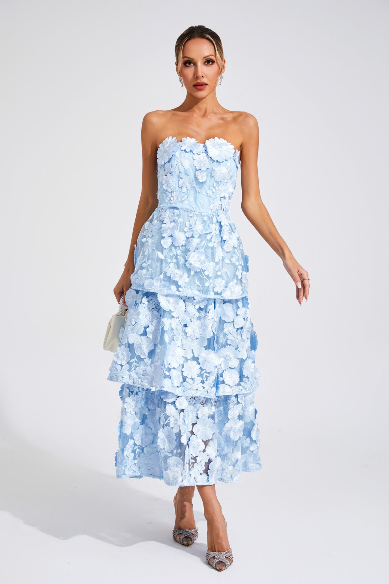 Antoinette Blue Floral Midi Dress