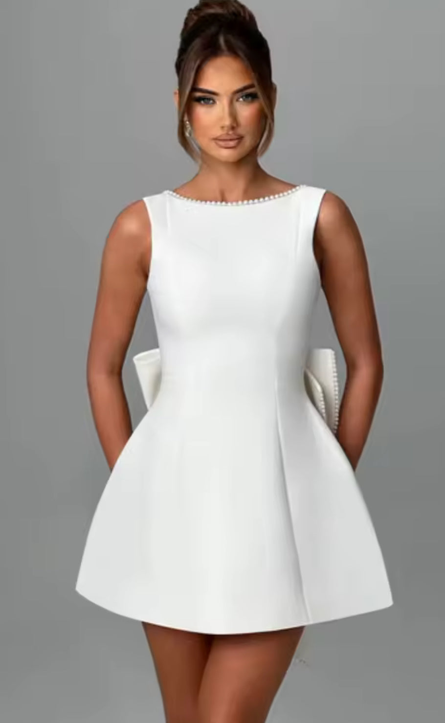 Mini White Bowtie Dress