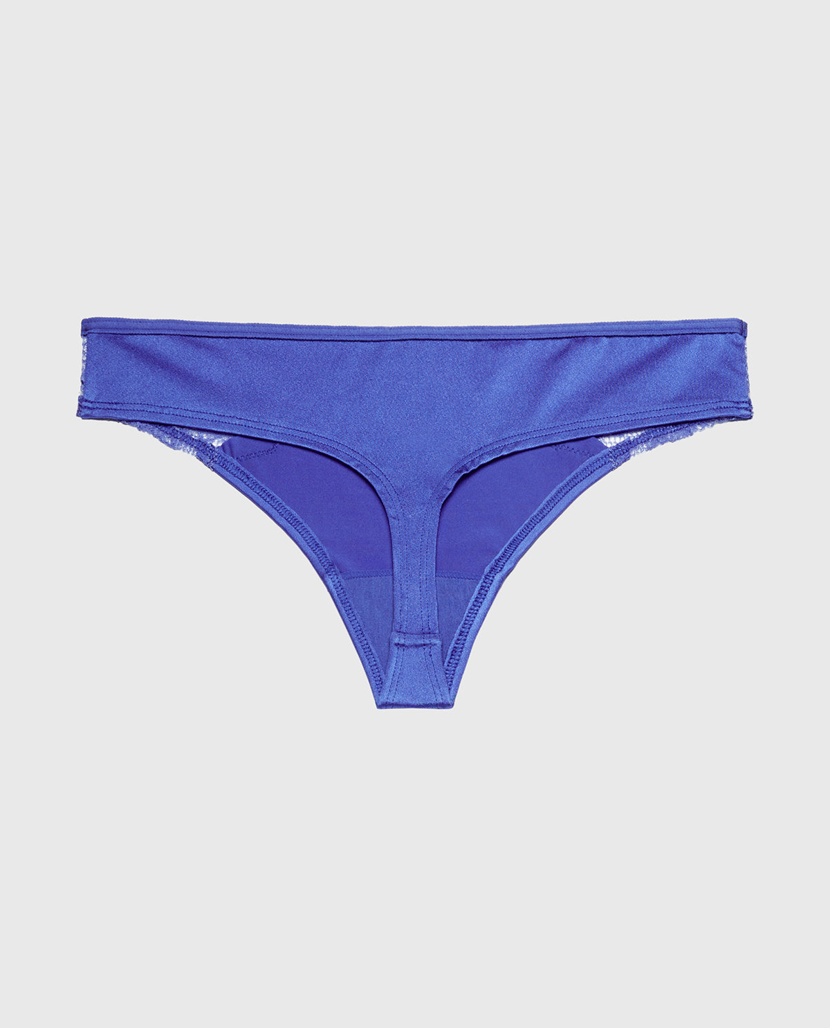 Thong Panty With Lace Micro Trim in Dazzling Blue