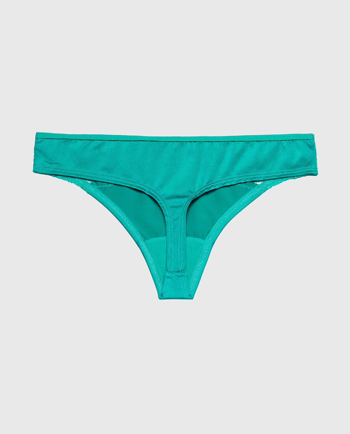 Thong Panty With Lace Micro Trim in Dynasty Green