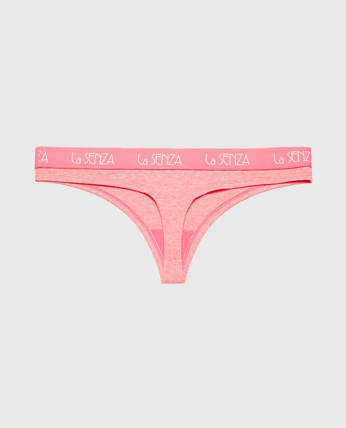 Thong Panty with Art Deco Logo in Pink Lemonade Heather