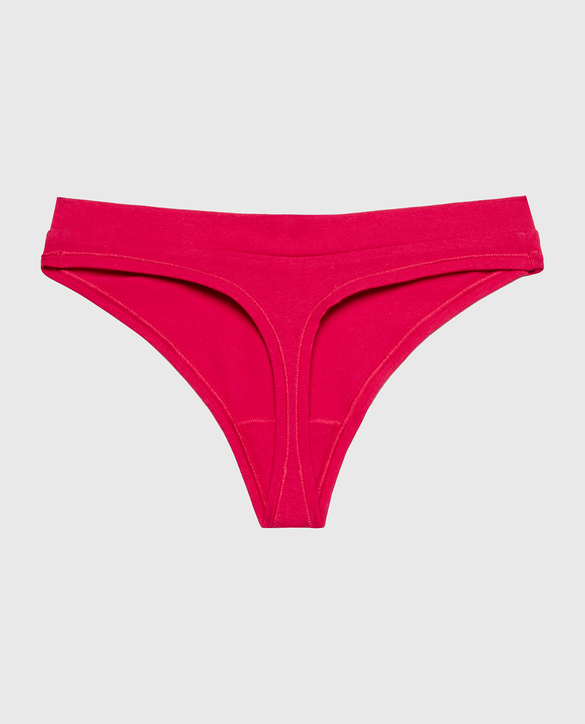 Wide Waist Cotton Thong in Passion Red