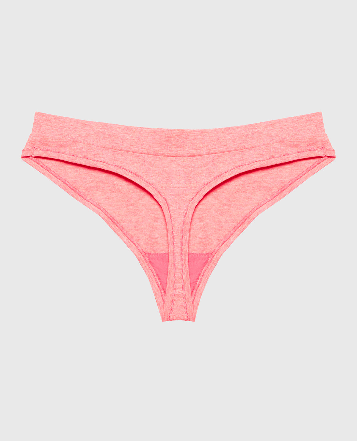 Wide Waist Cotton Thong in Pink Lemonade Heather