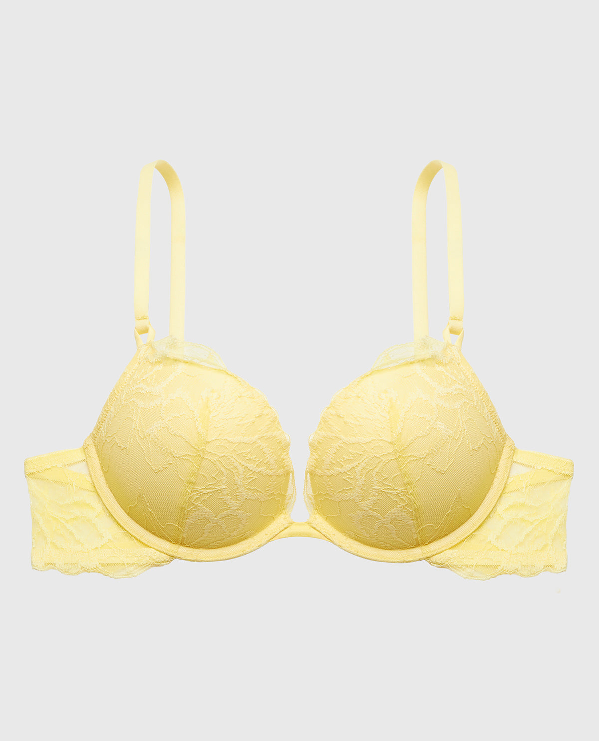Push up Plunge Bra With Lush Lace in Pale Banana