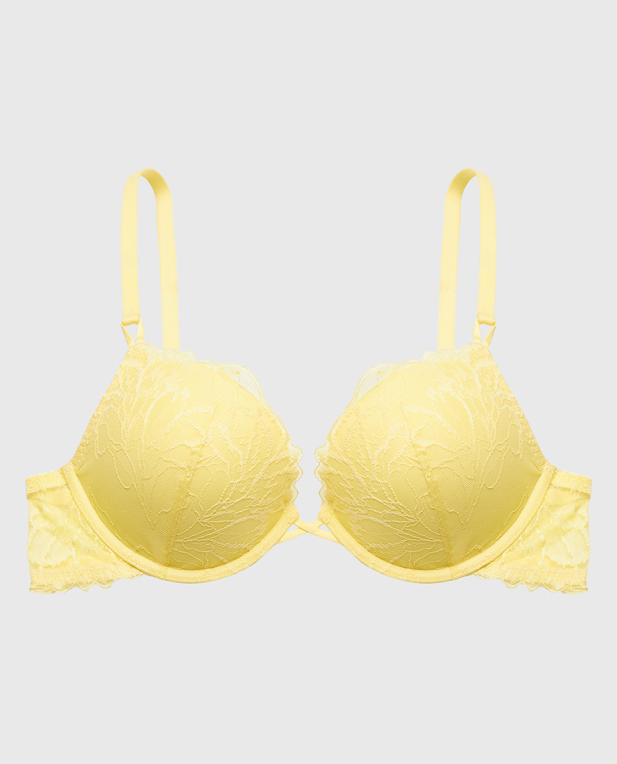 Up 2 Cup Push Up Bra With Lush Lace in Pale Banana