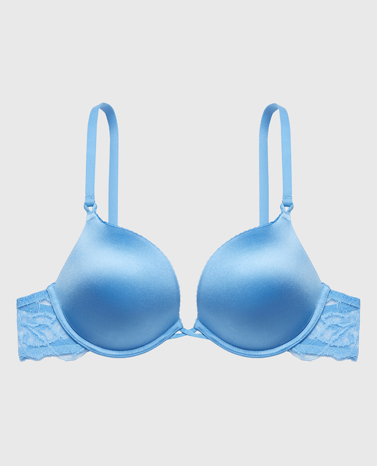 Up 2 Cup Push UP Bra With Lush Lace Wing in Azure Blue