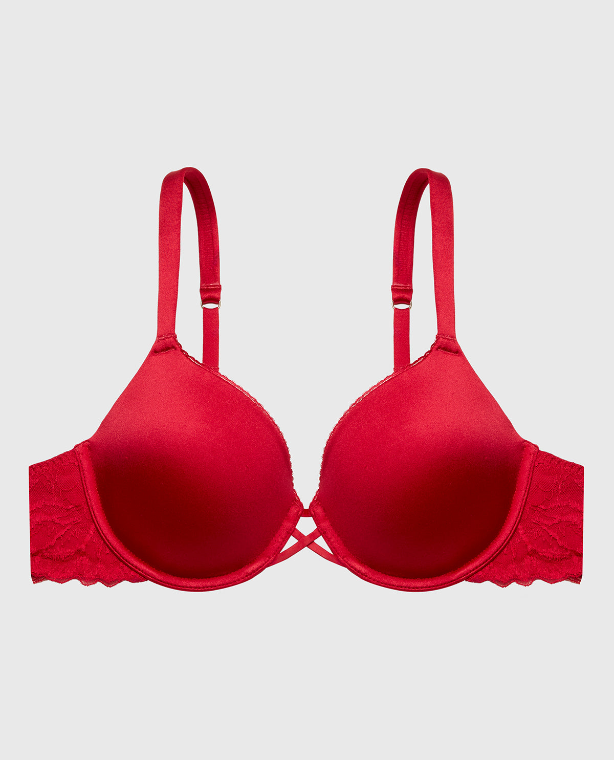 Lightly Lined Full Coverage Bra with Lush Lace Wing in Passion Red