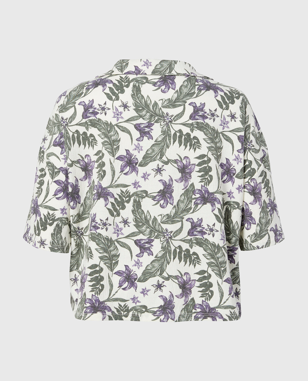 Casual Sleep Short Sleeve Textured Knit Button Down in Island Floral