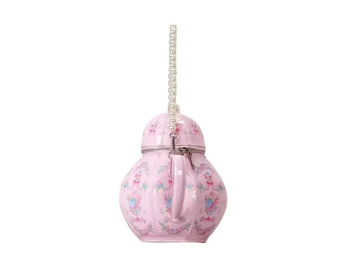 The Chai Charm Teapot Handbag – Pink Pearl Edition