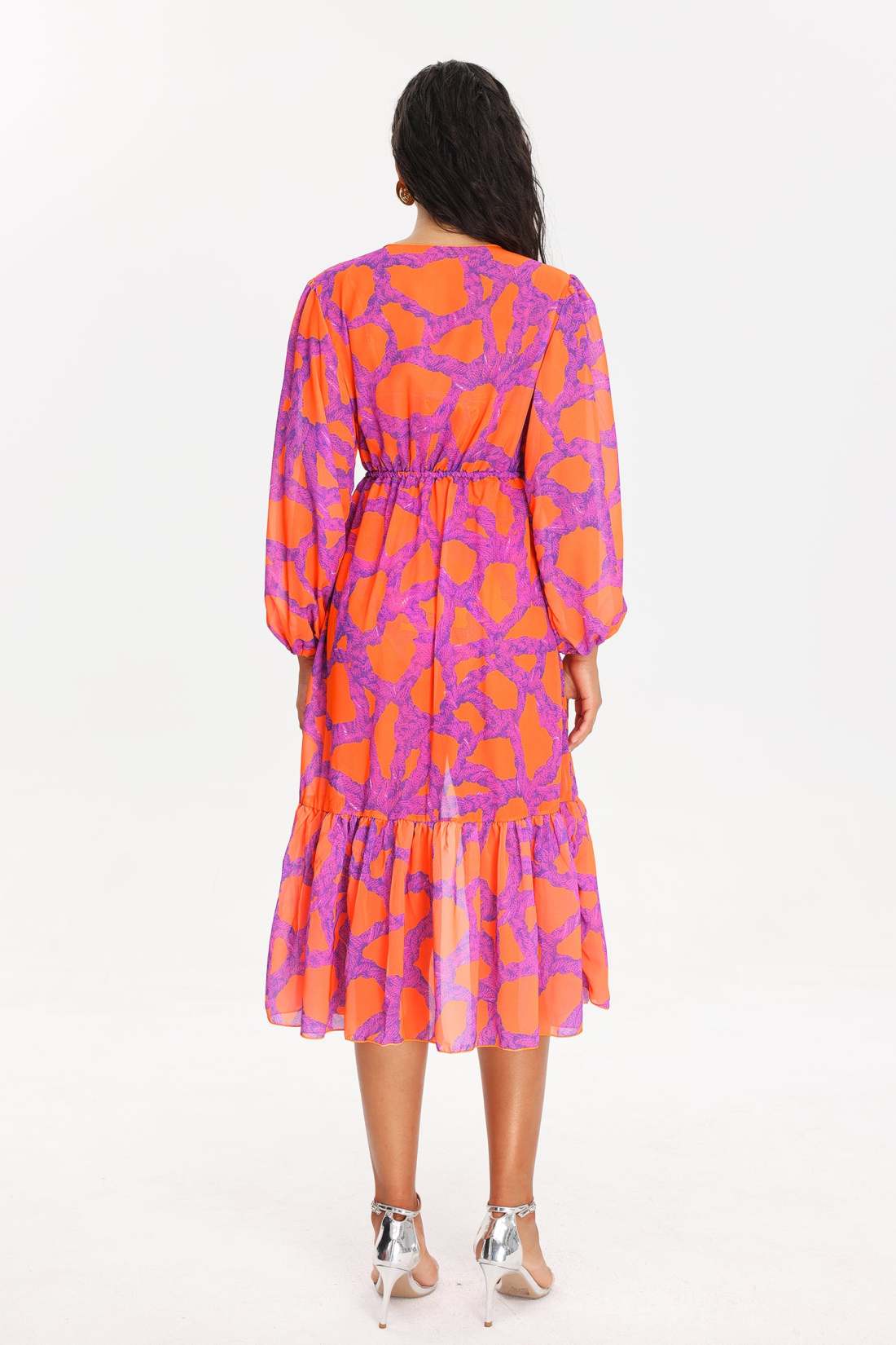 Pink/Orange One Piece Bathing Suit W/Coverup