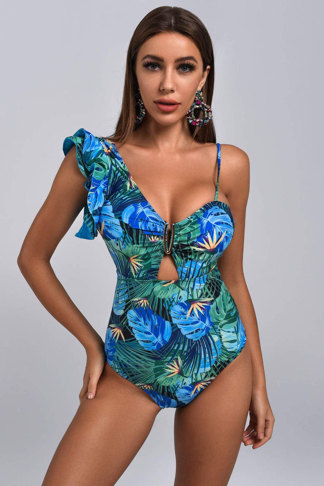 Blue Jungle Girl One Piece Swimsuit