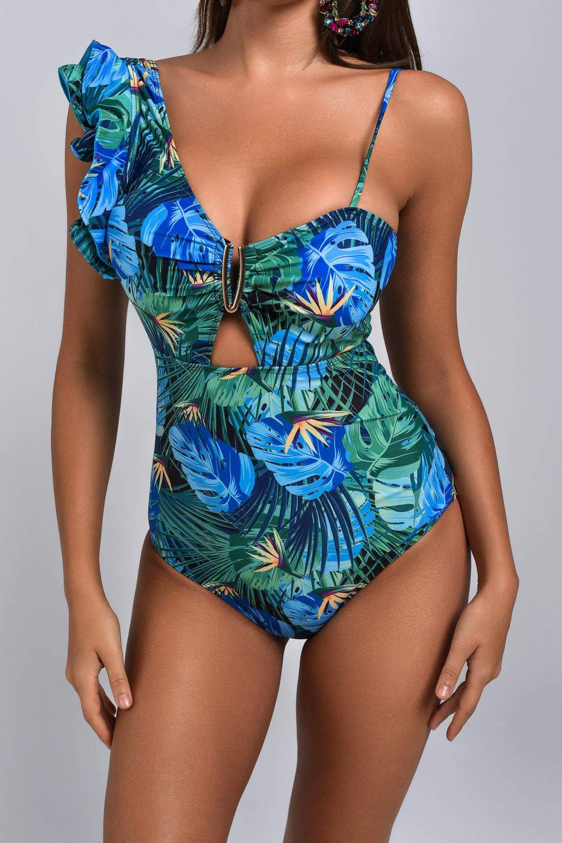 Blue Jungle Girl One Piece Swimsuit