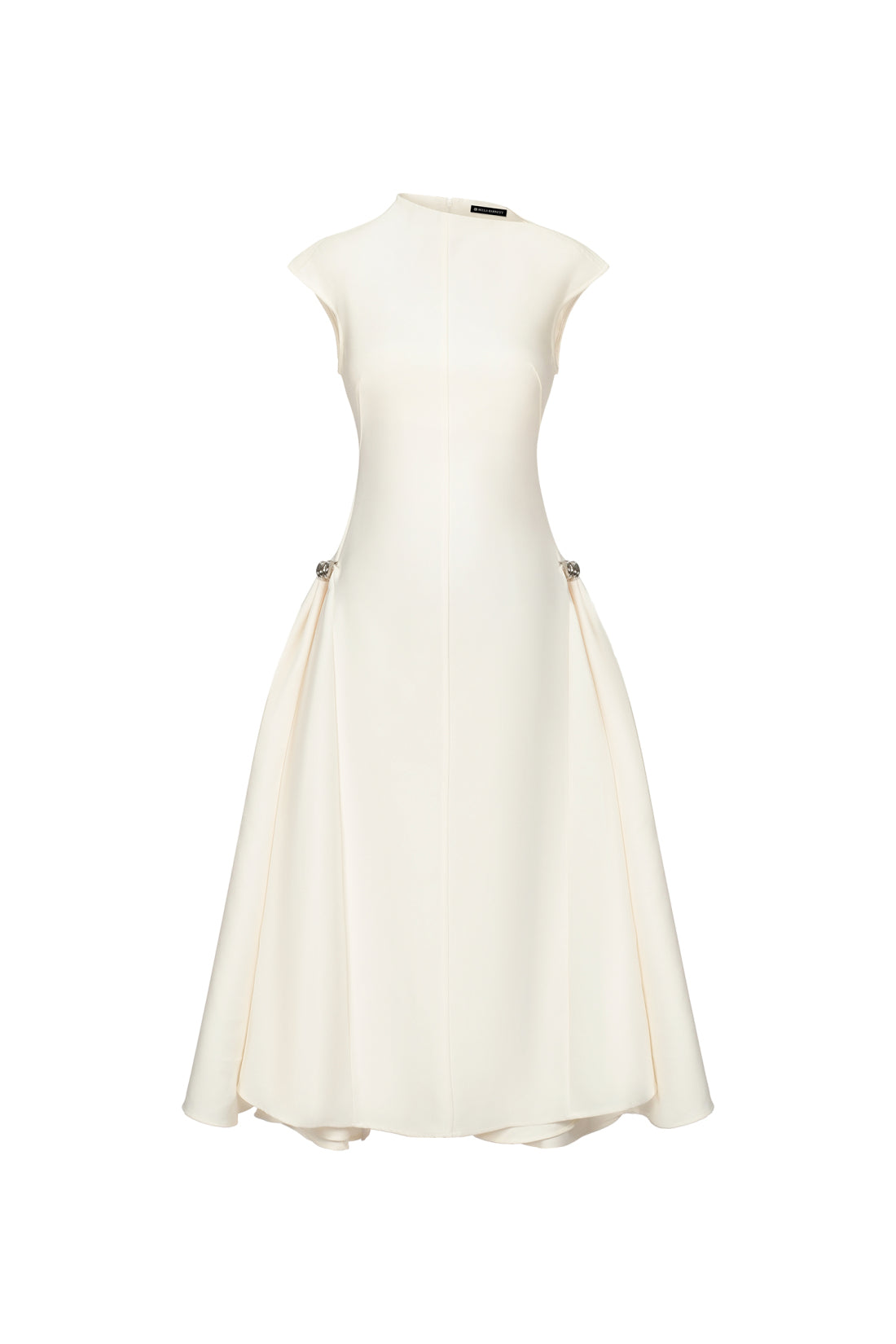 Sculpted Minimalist White Midi Dress