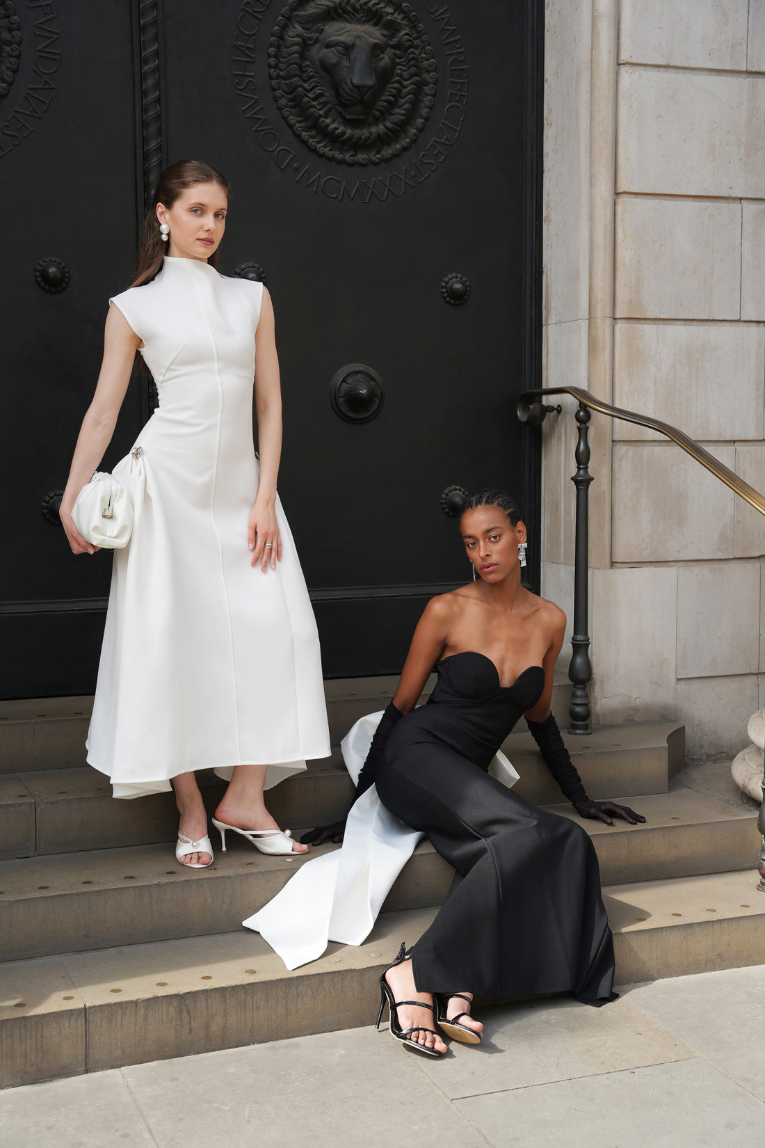 Sculpted Minimalist White Midi Dress