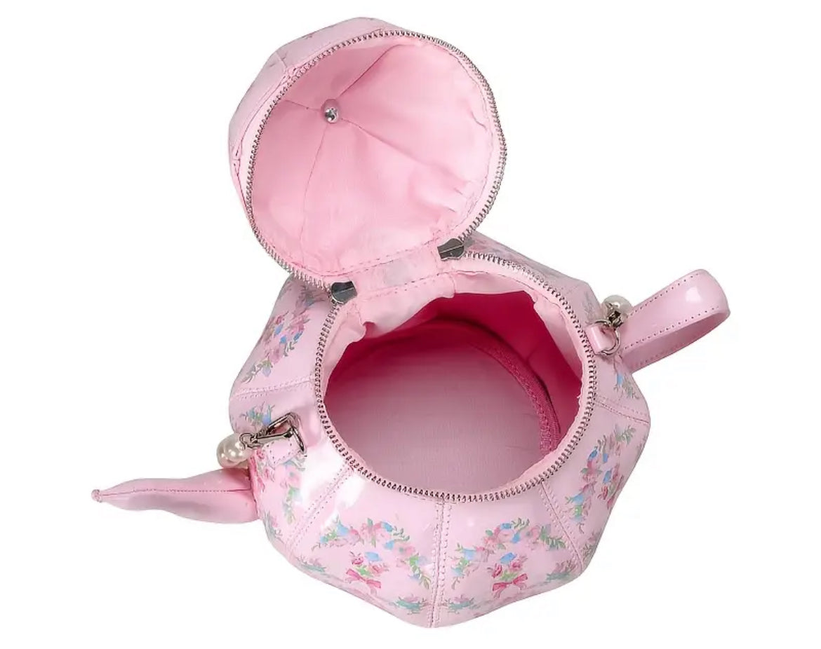 The Chai Charm Teapot Handbag – Pink Pearl Edition