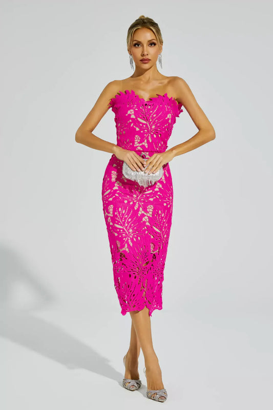 Marjorie Midi Dress - Hot Pink