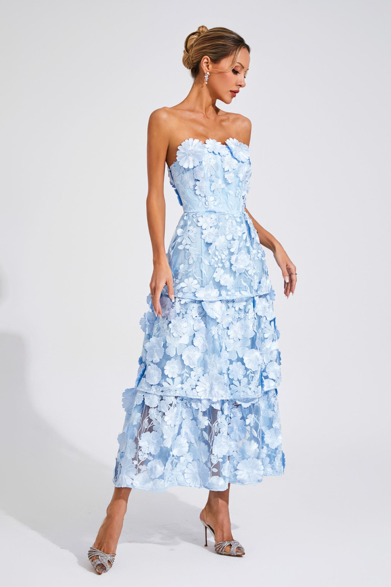 Antoinette Blue Floral Midi Dress