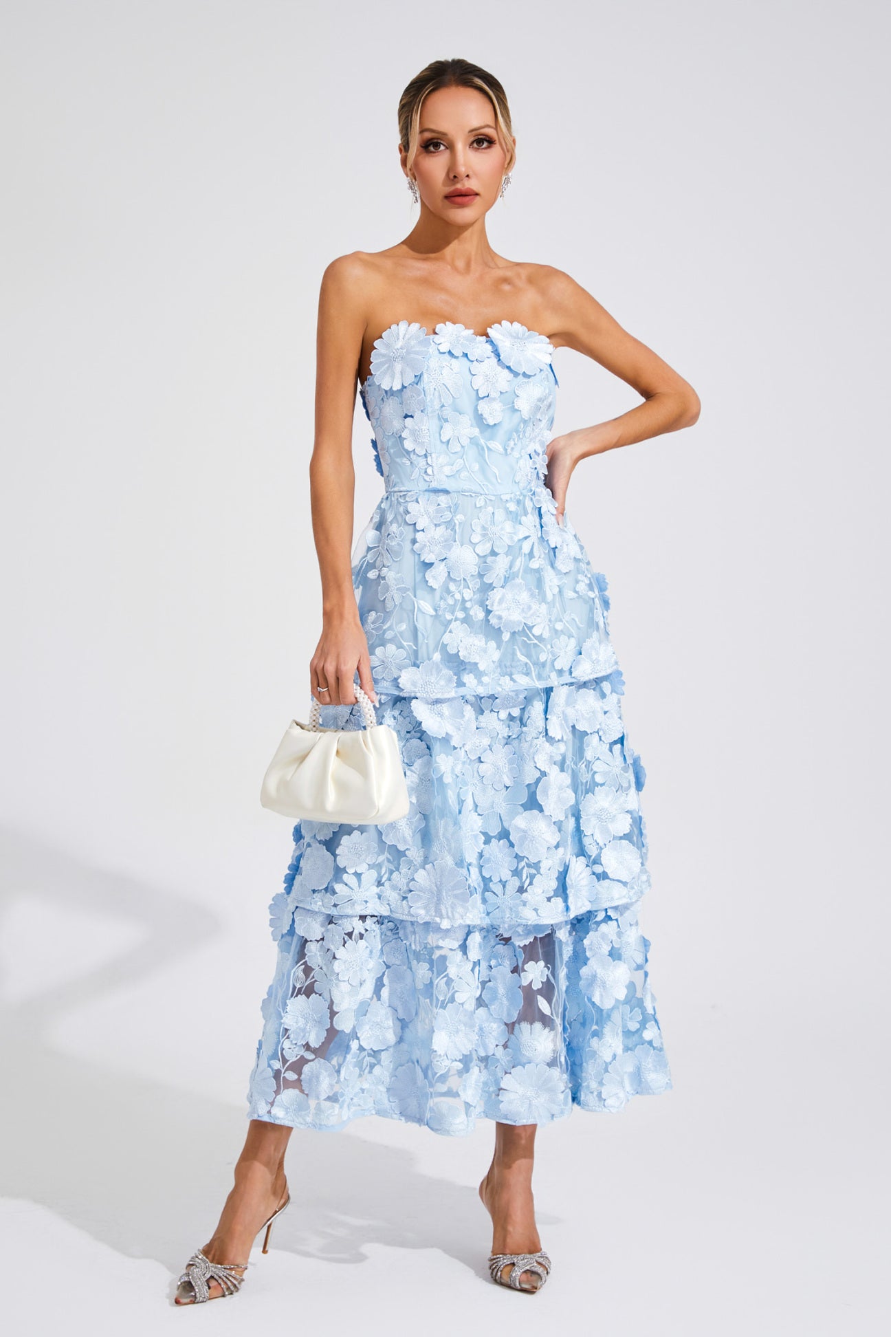 Antoinette Blue Floral Midi Dress