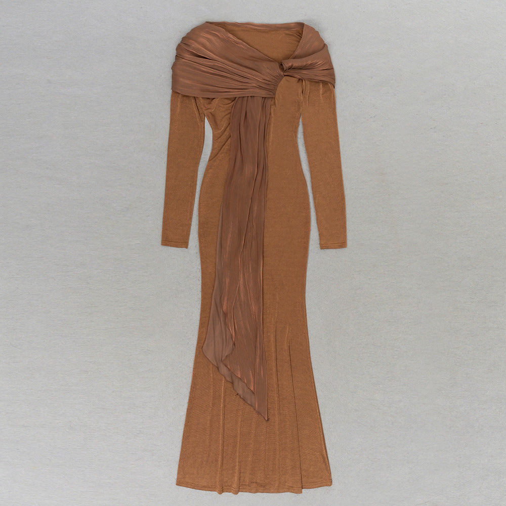Sienna Draped Scarf Bodycon Gown