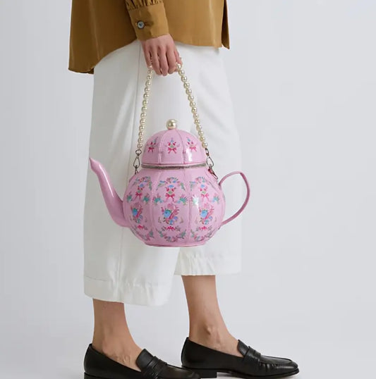 The Chai Charm Teapot Handbag – Pink Pearl Edition
