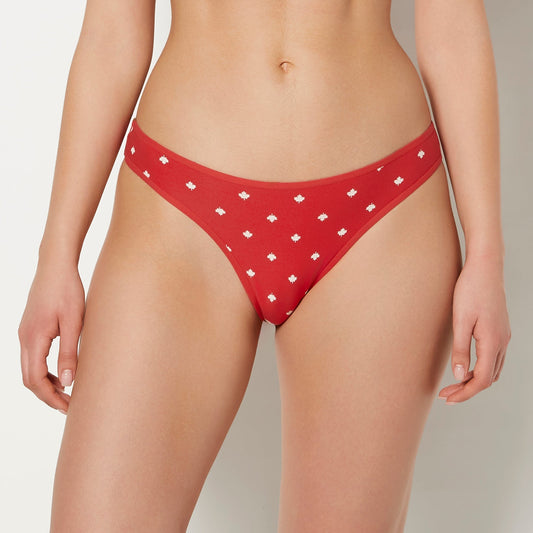 Cotton Thong Panty in Oh Canada Dot