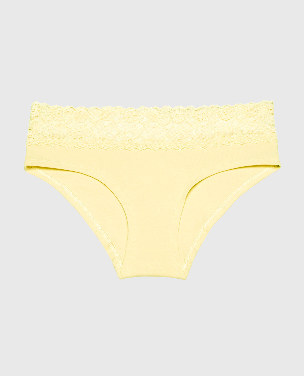 Hipster Panty With Lace Trim in Pale Banana