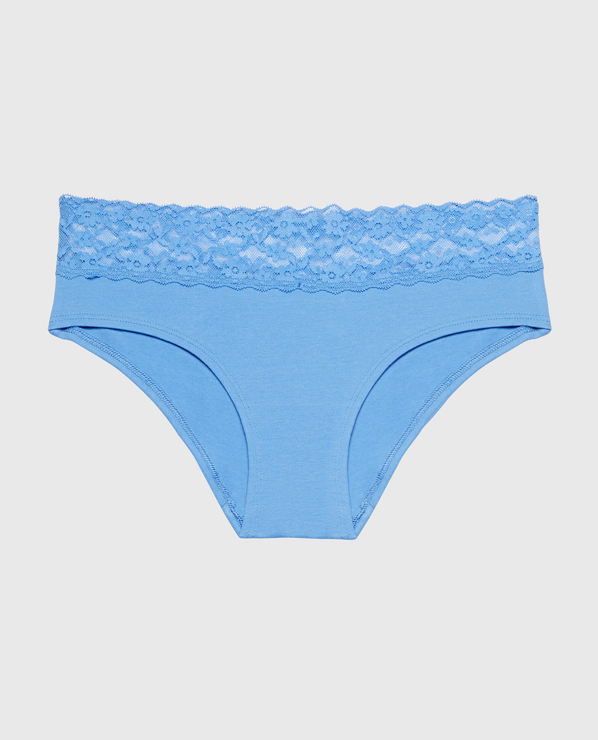 Hipster Panty With Lace Trim in Azure Blue