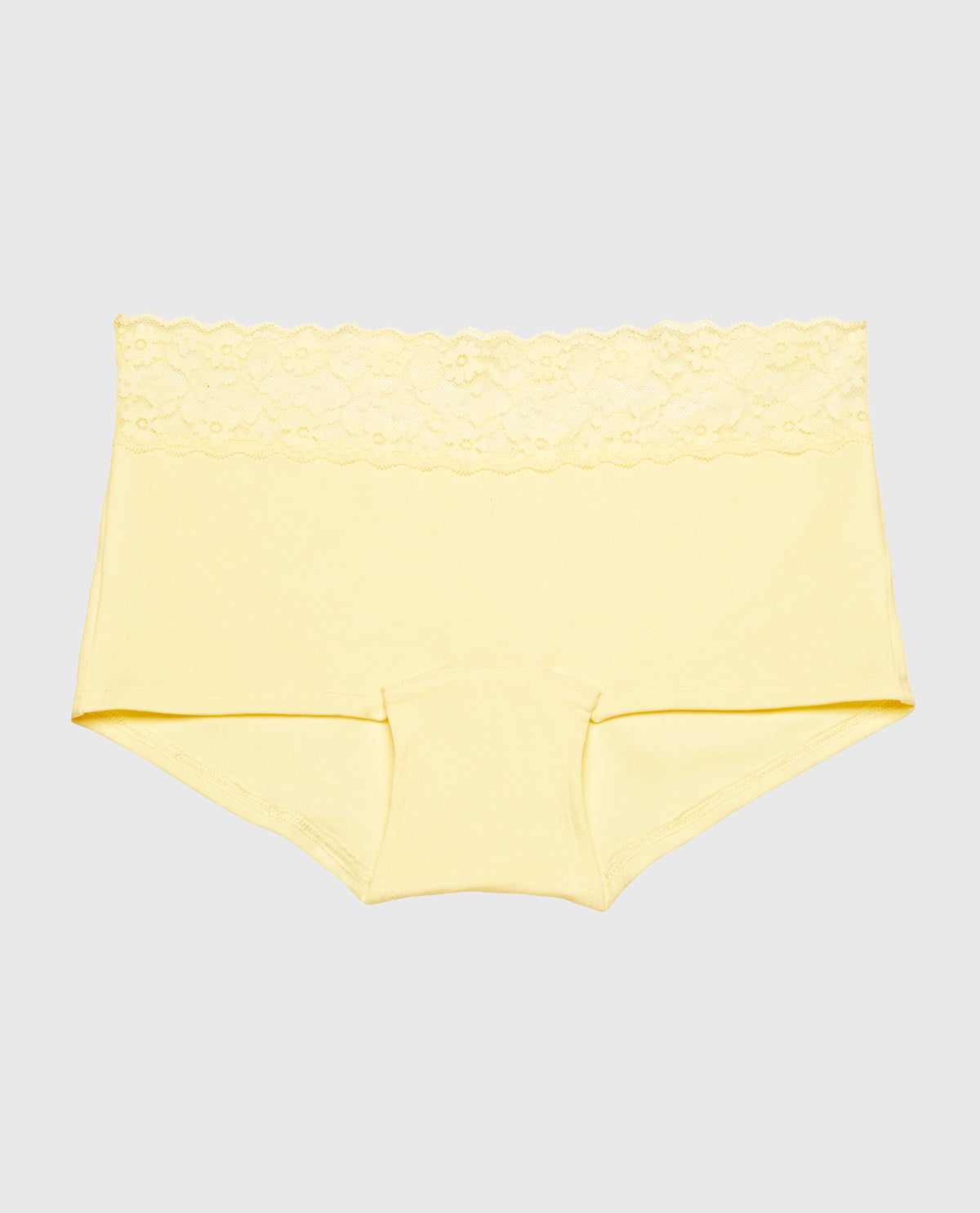 Boyshort Panty With Lace Trim in Pale Banana