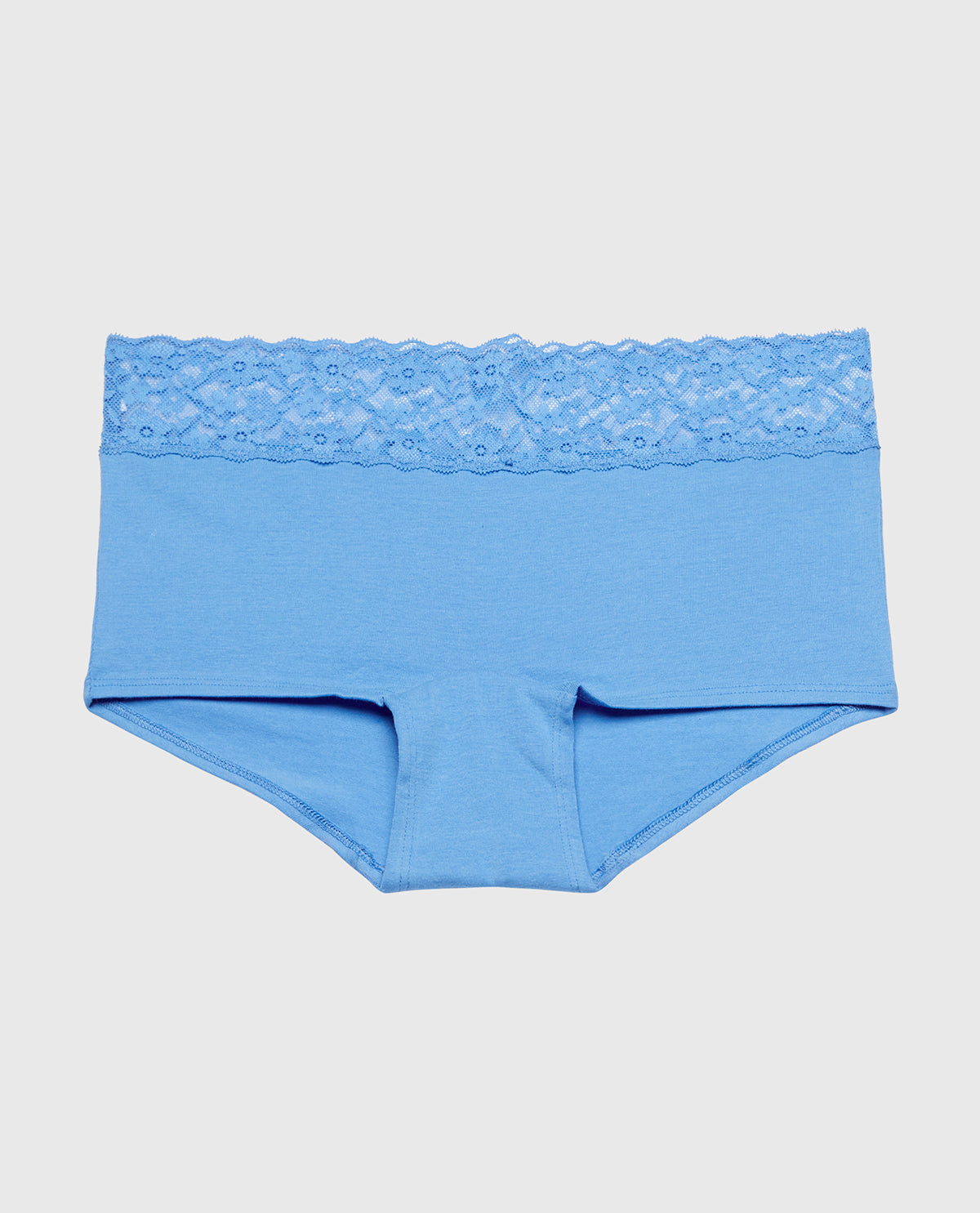 Boyshort Panty With Lace Trim in Azure Blue