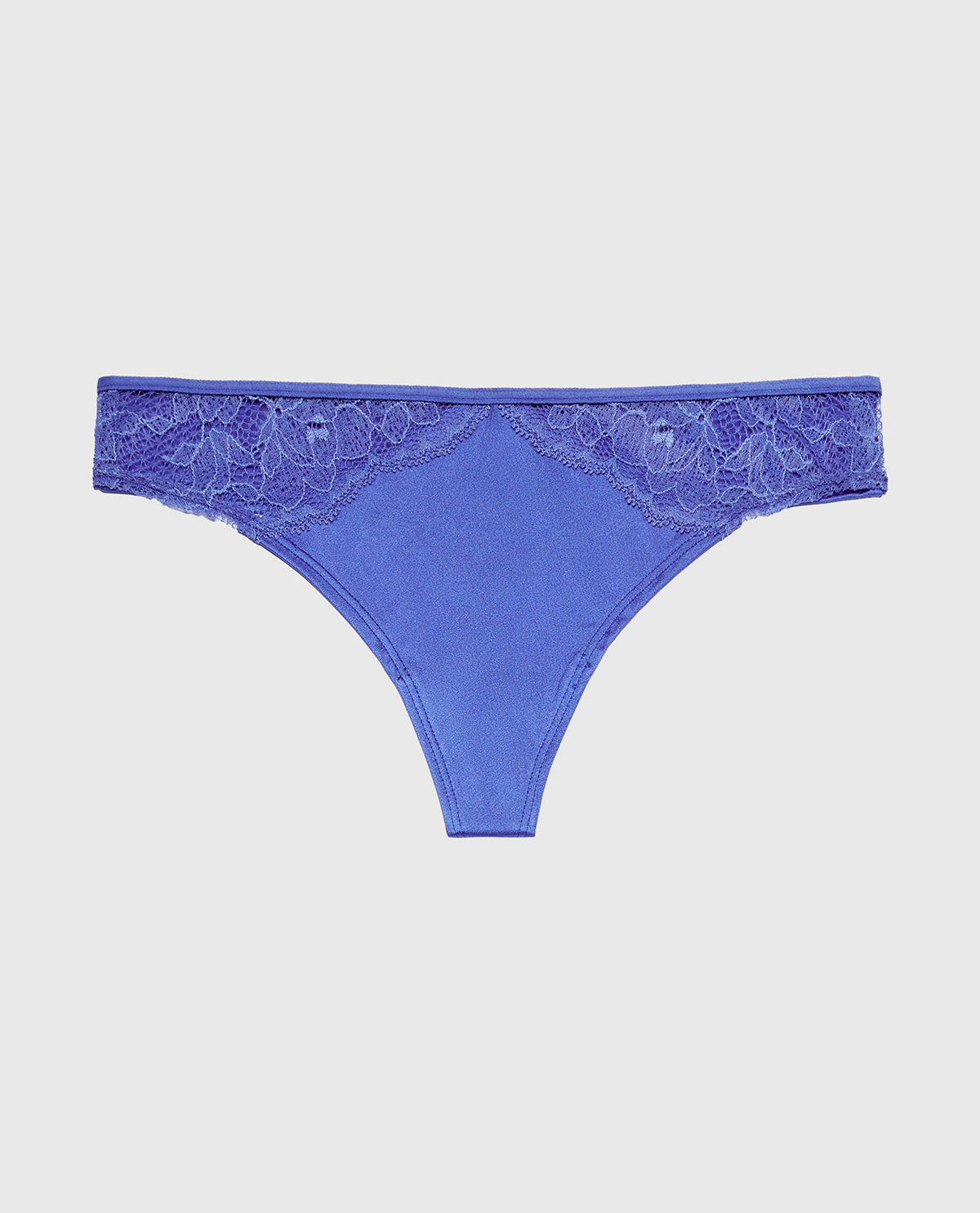 Thong Panty With Lace Micro Trim in Dazzling Blue