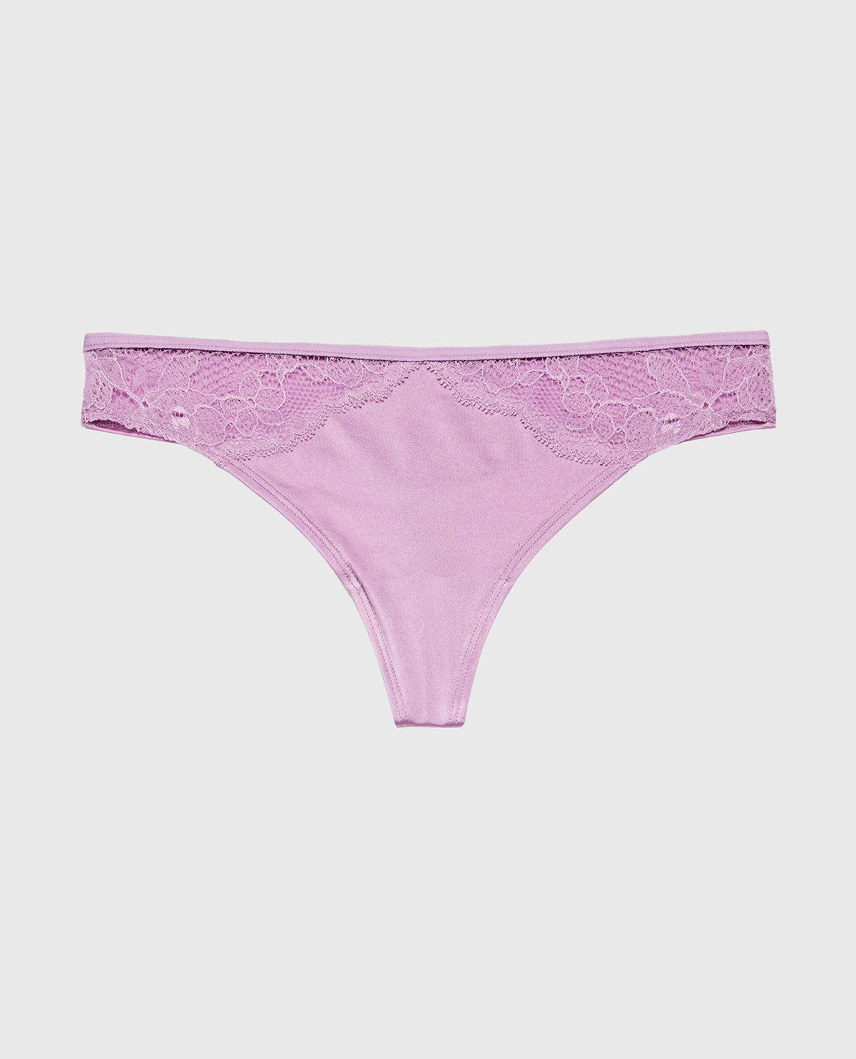 Thong Panty With Lace Micro Trim in Regal Orchid