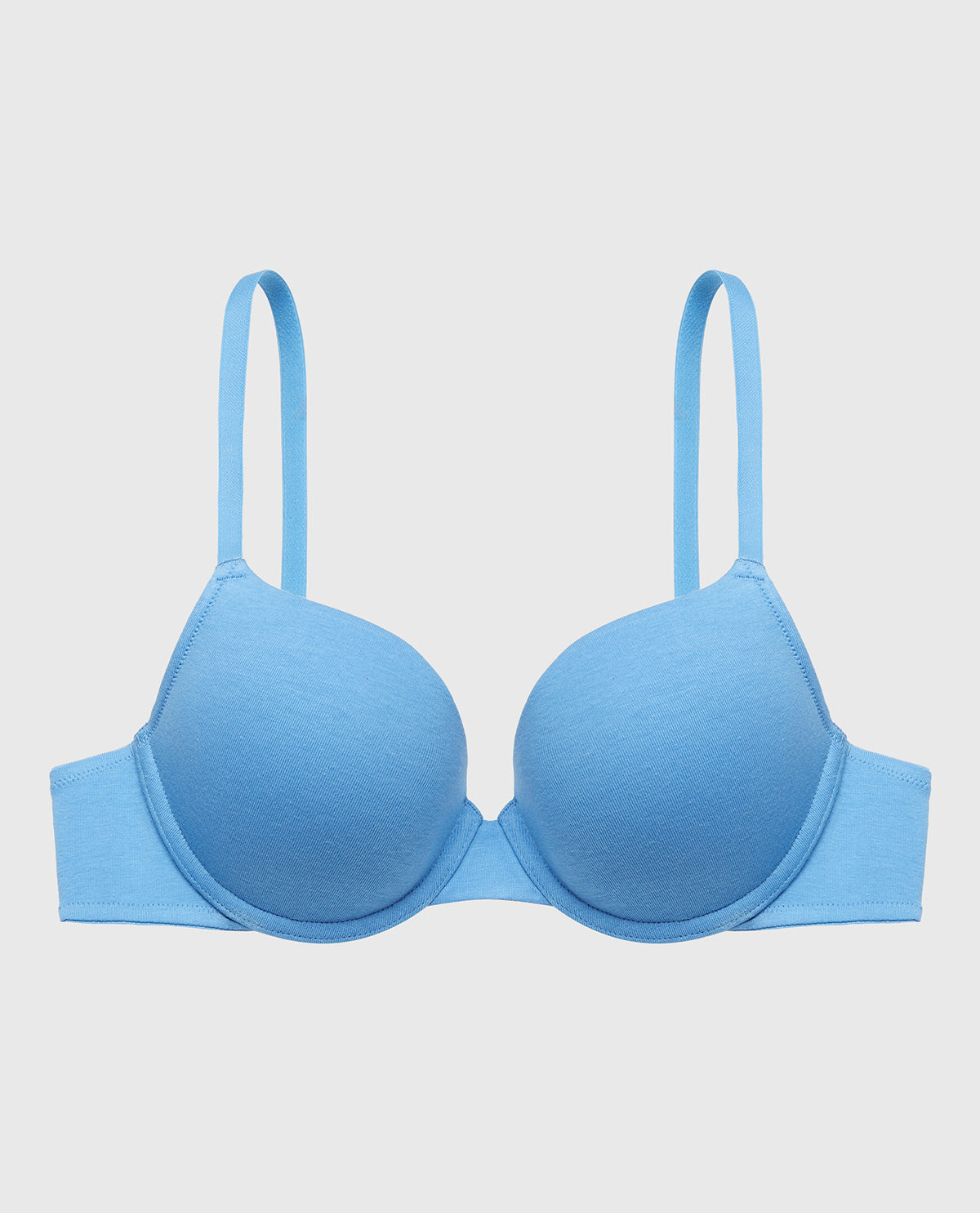 Lightly Lined Demi Cotton bra in Azure Blue