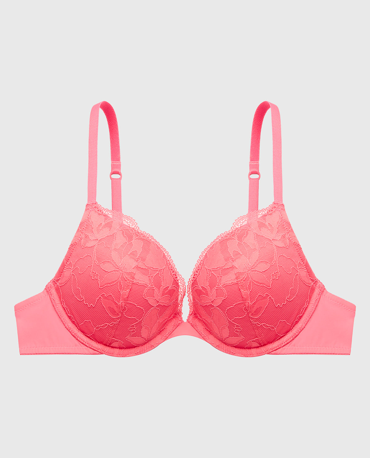 Push Up Plunge Bra With Charmed Lace in Pink Lemonade