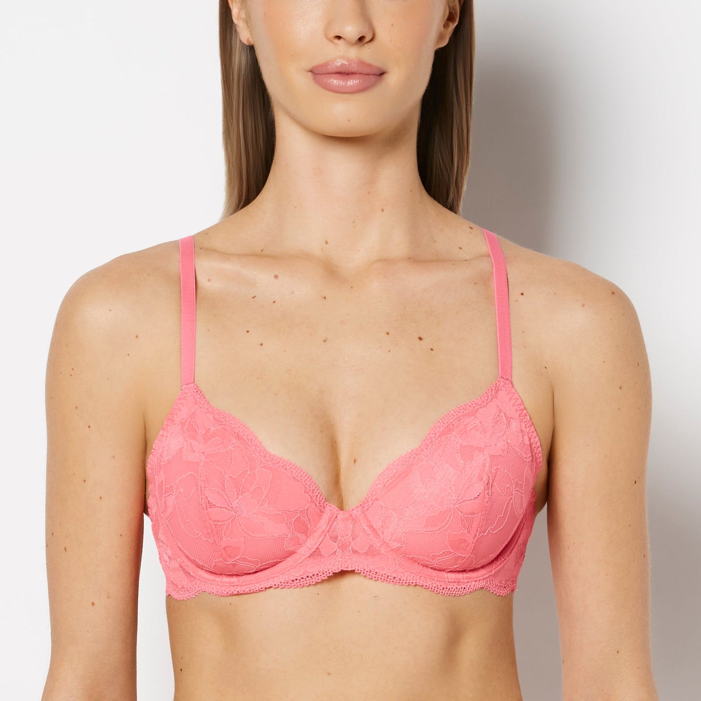 Unlined Demi Bra in Charmed Lace in Pink Lemonade
