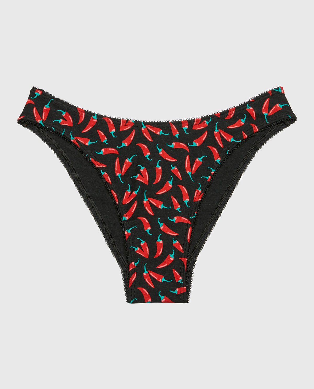 Mini Cheeky Cotton Panty and Picot Trim in Hot Chili Peppers