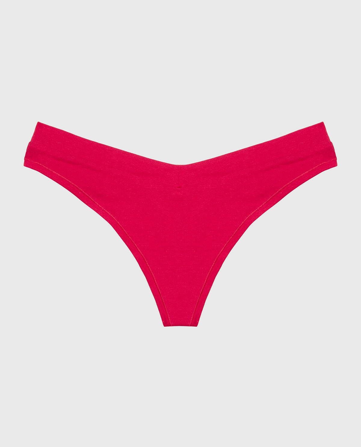 Wide Waist Cotton Thong in Passion Red