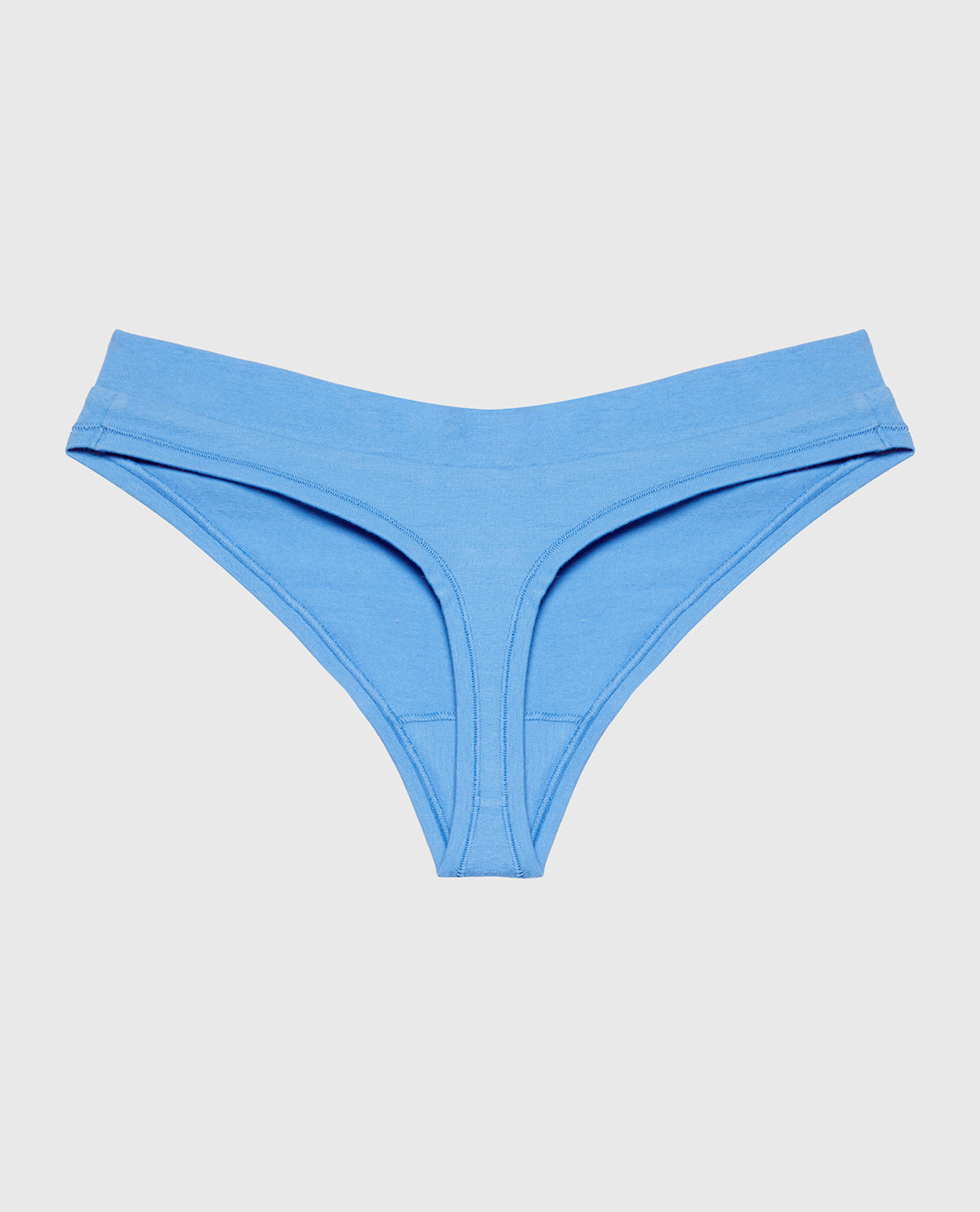 Wide Waist Cotton Thong in Azure Blue