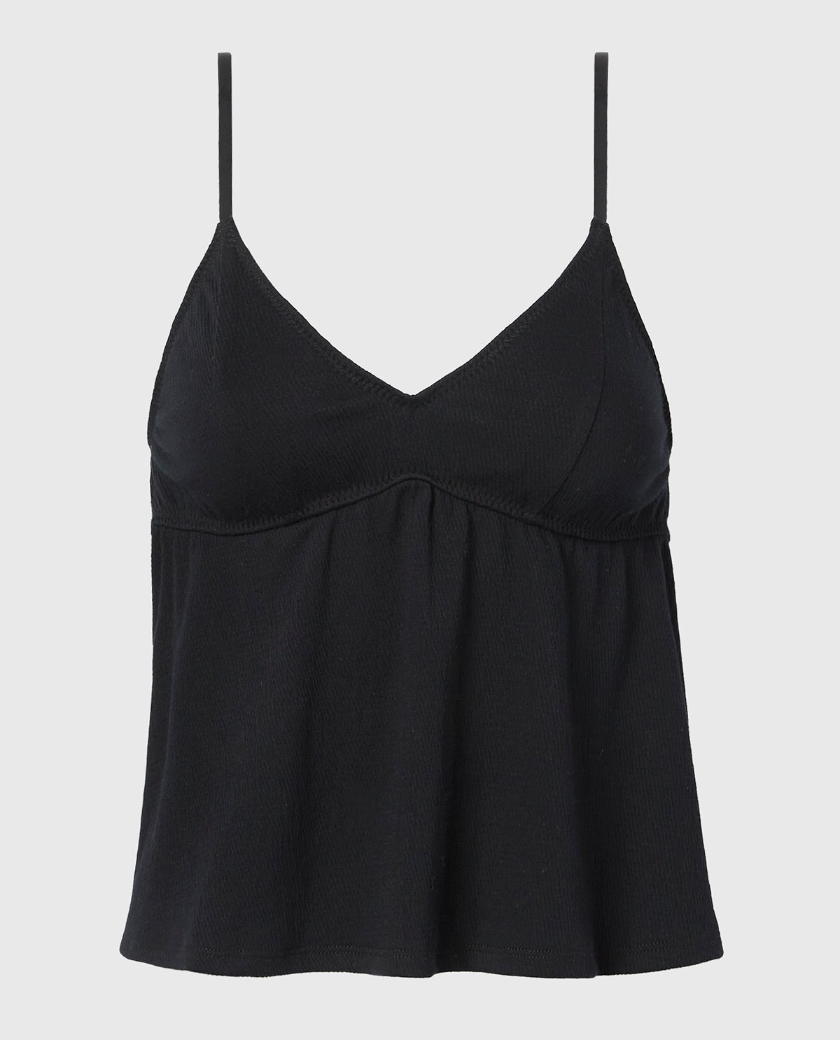 Casual Sleep Textured Knit Tank in Tuxedo Black