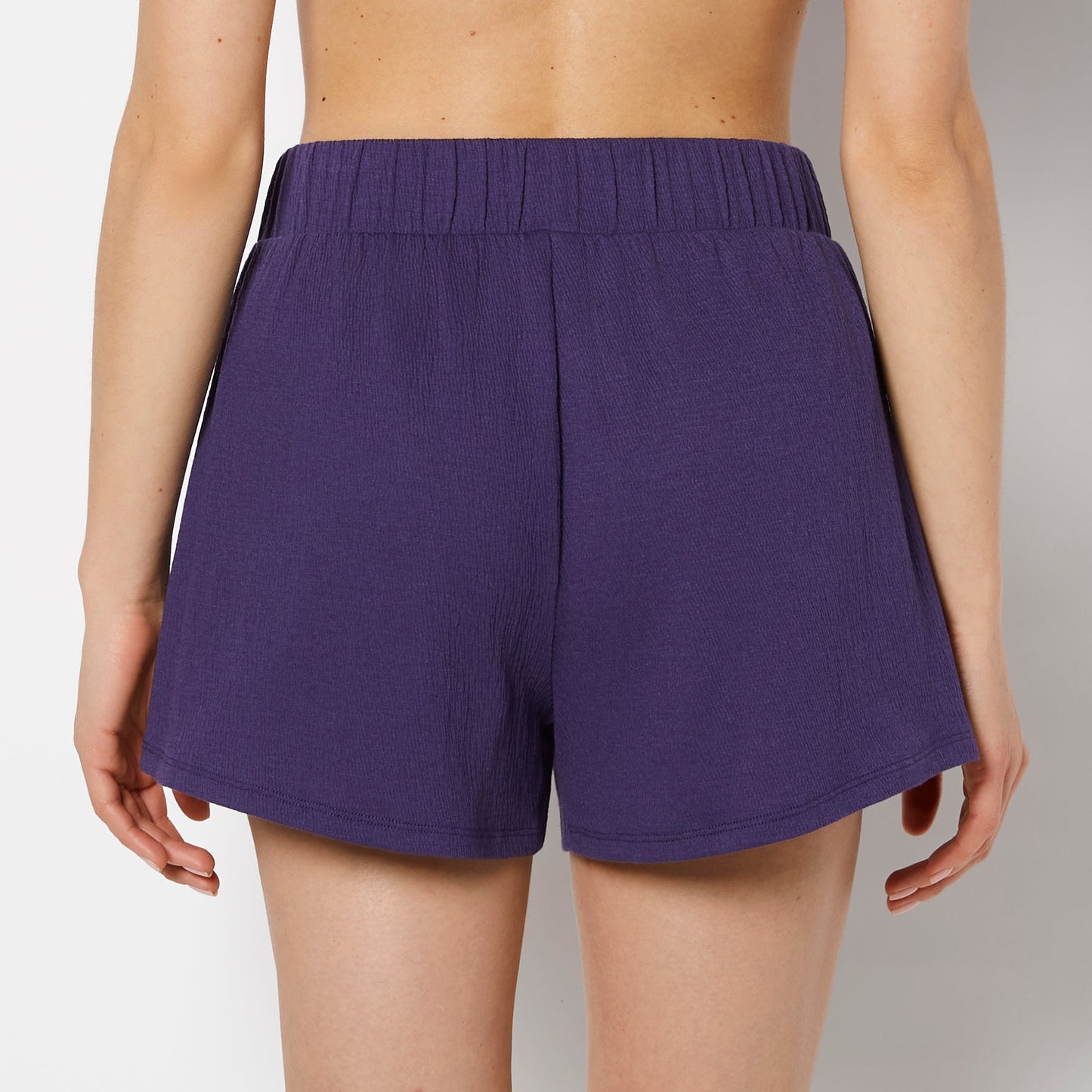 Casual Sleep Textured Knit Boxer Short in Mulberry Purple