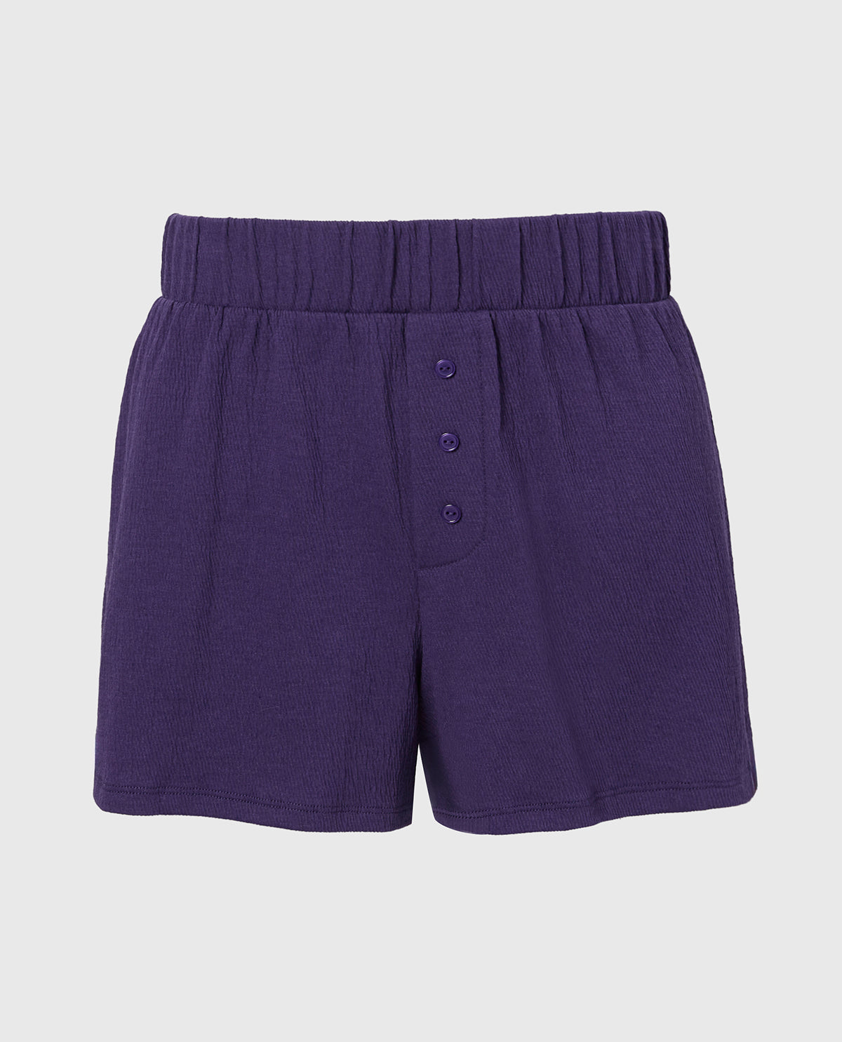 Casual Sleep Textured Knit Boxer Short in Mulberry Purple
