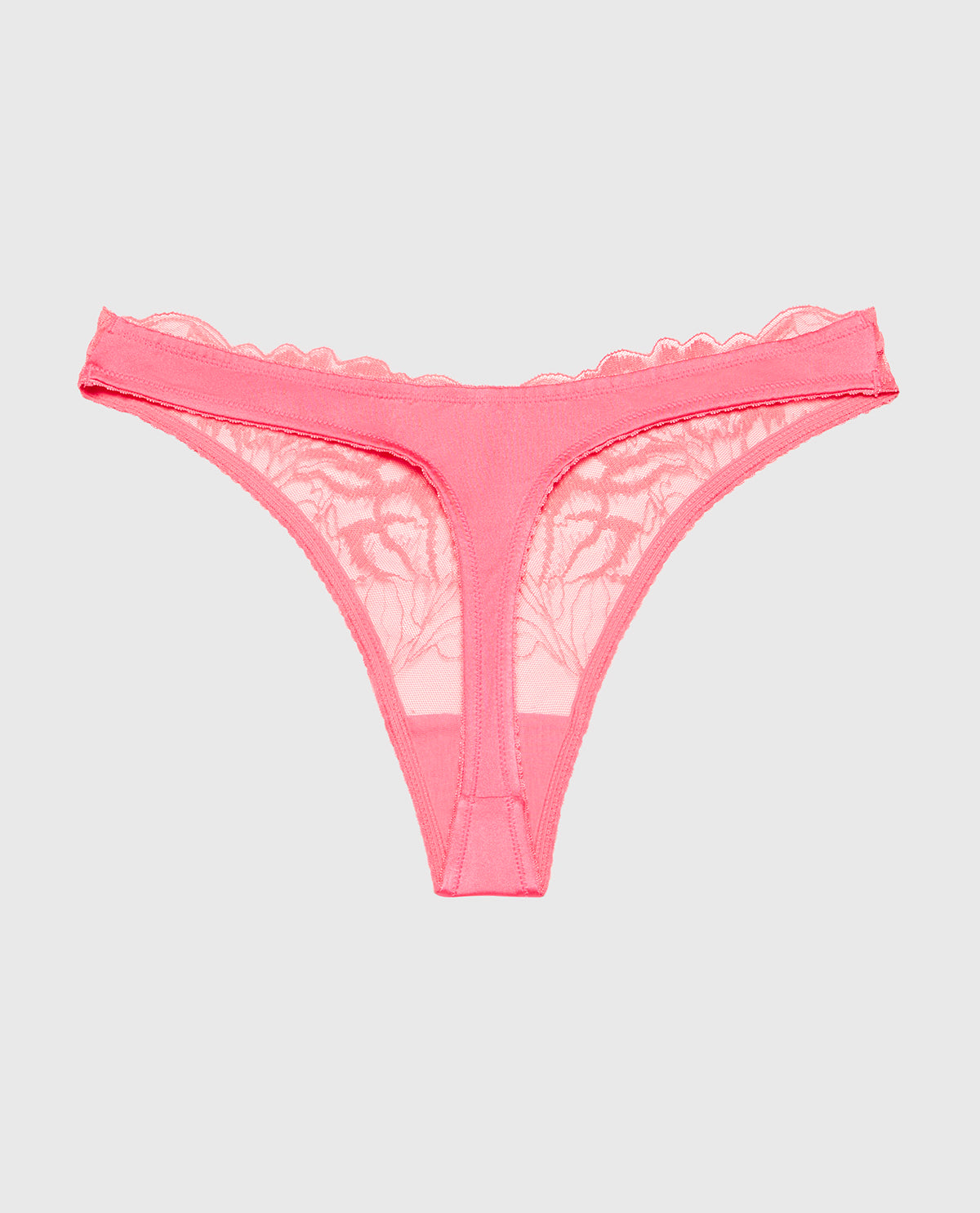 Diva High Leg Thong Panty with Lush Lace in Pink Lemonade