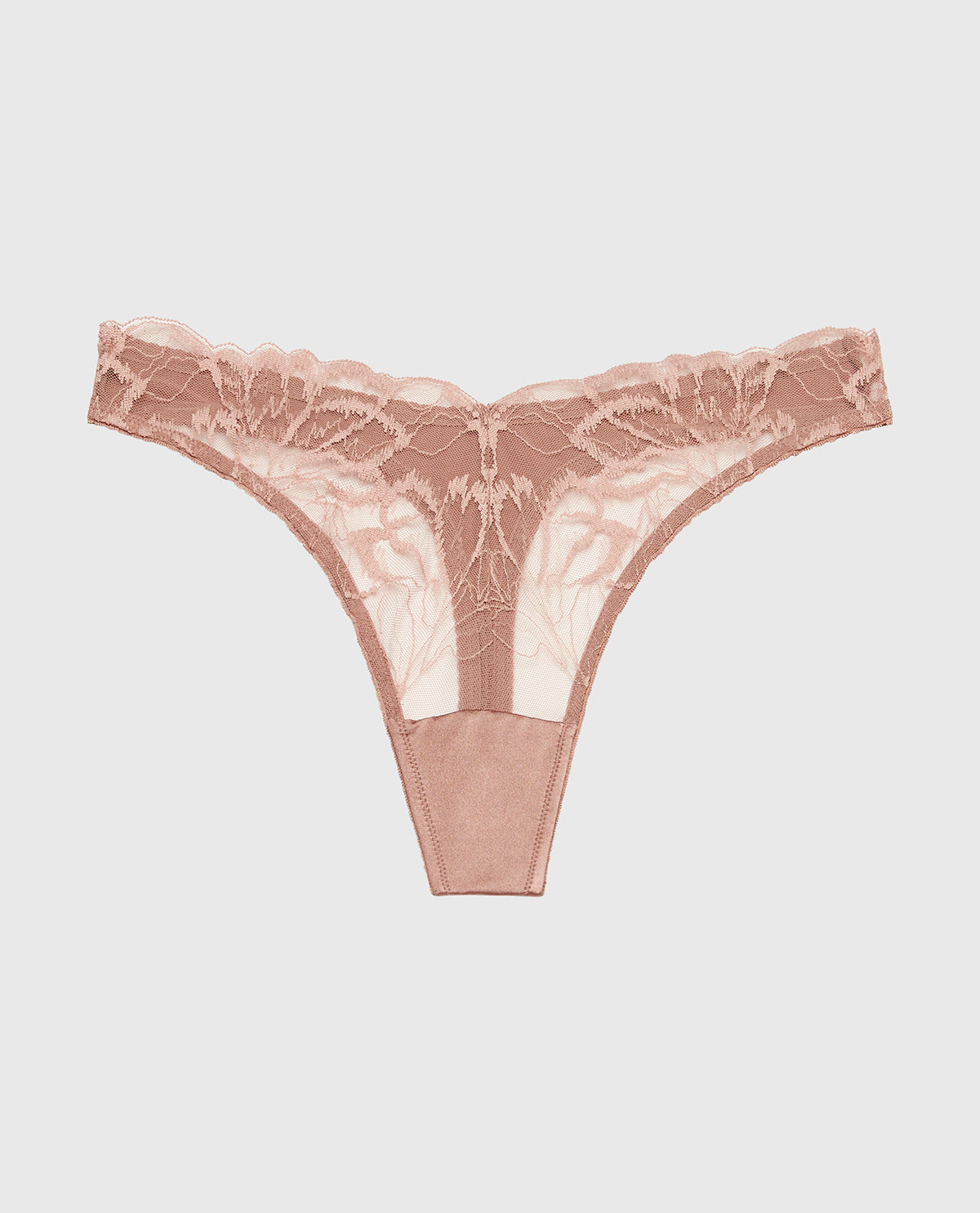 Diva High Leg Thong Panty with Lush Lace in Deer