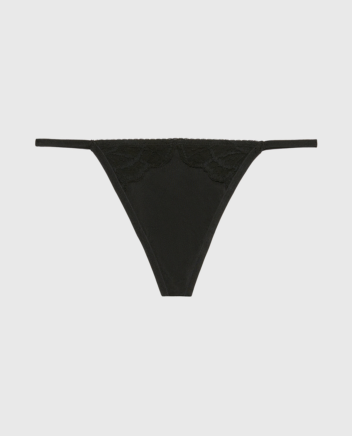 Diva G-String with Lush Lace in Tuxedo Black