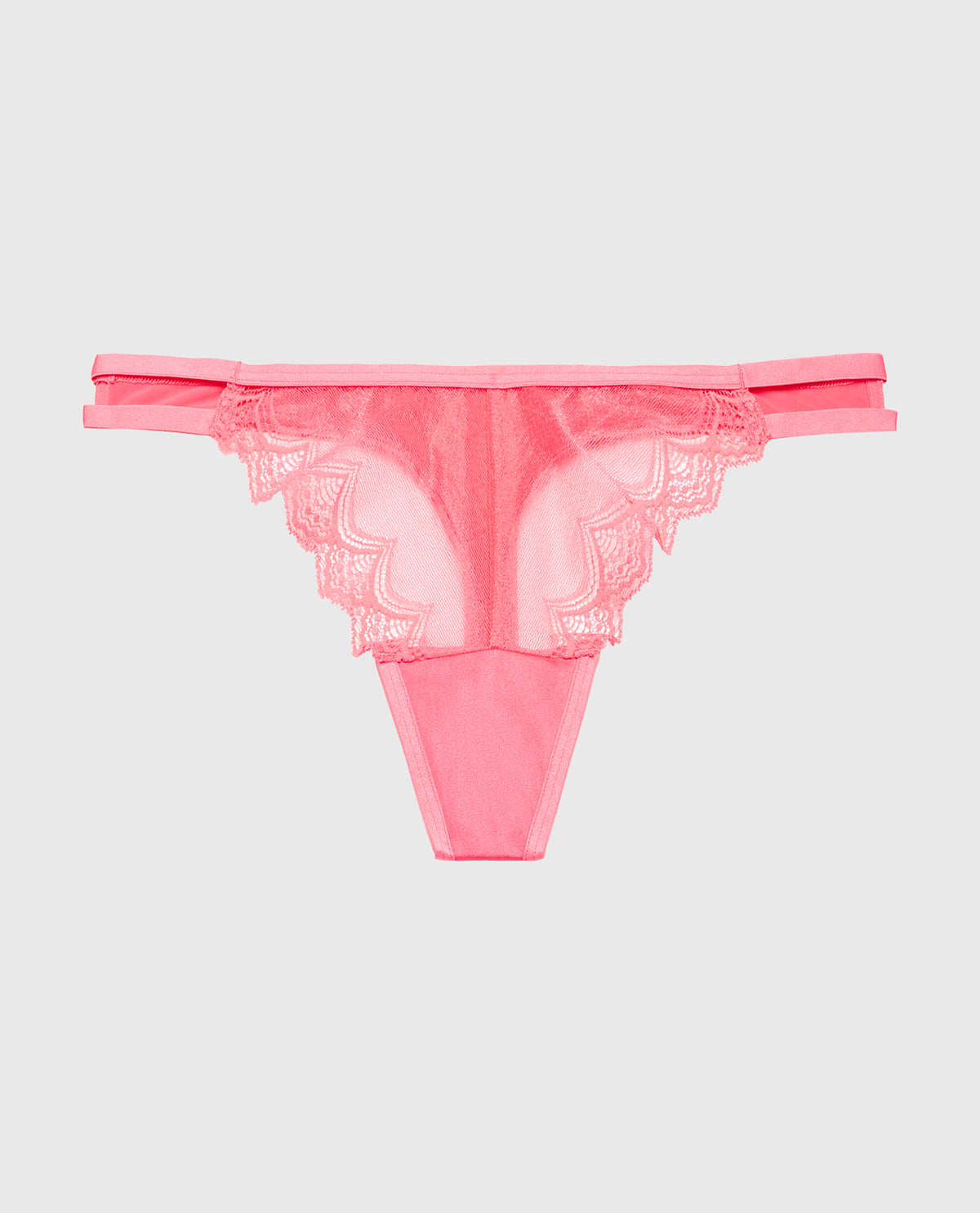 Diva Thong Panty with Exquisite Lace in Pink Lemonade