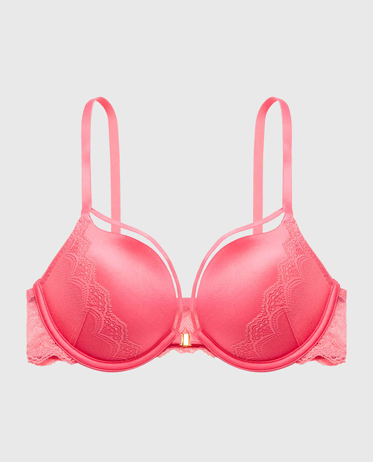 Up 2 Cup Plunge Bra with Exquisite Lace in Pink Lemonade