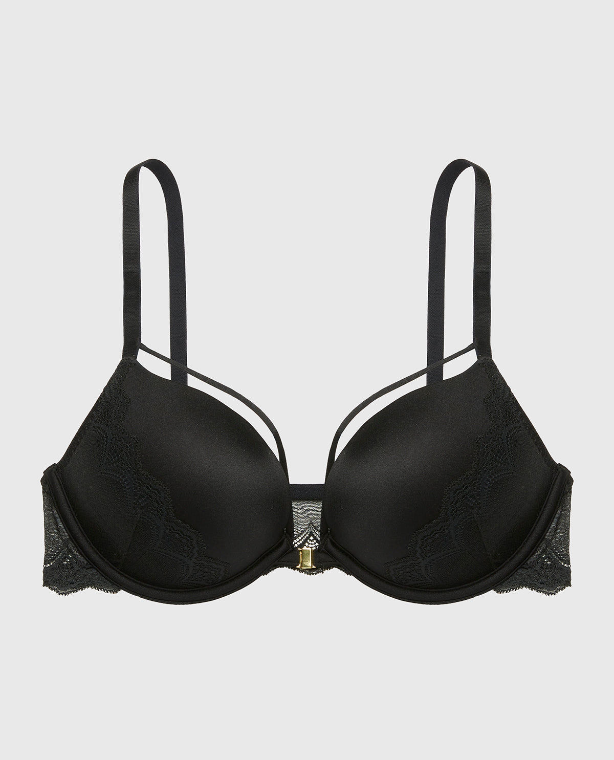 Up 2 Cup Plunge Bra with Exquisite Lace in Tuxedo Black