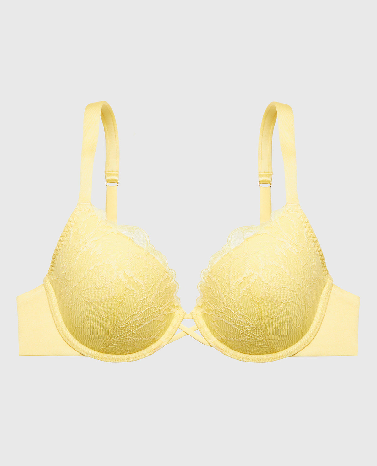 Lightly Lined Full Coverage Bra with Lush Lace in Pale Banana