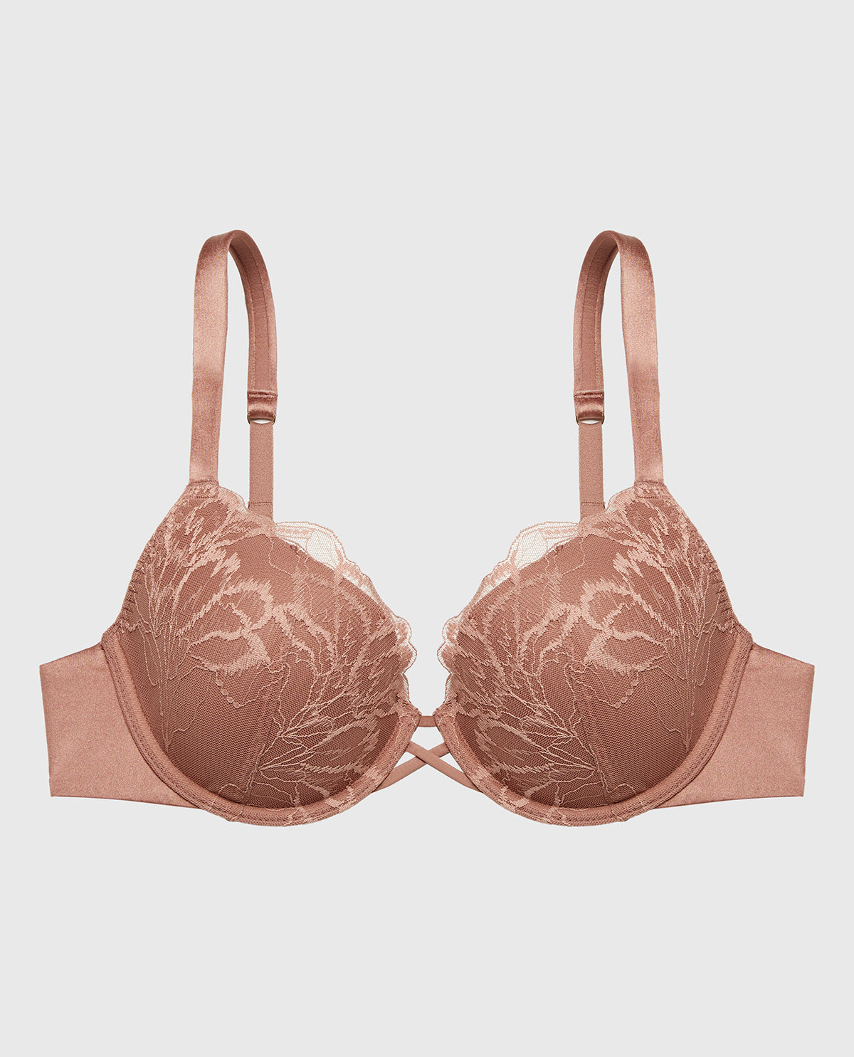 Lightly Lined Full Coverage Bra with Lush Lace in Deer