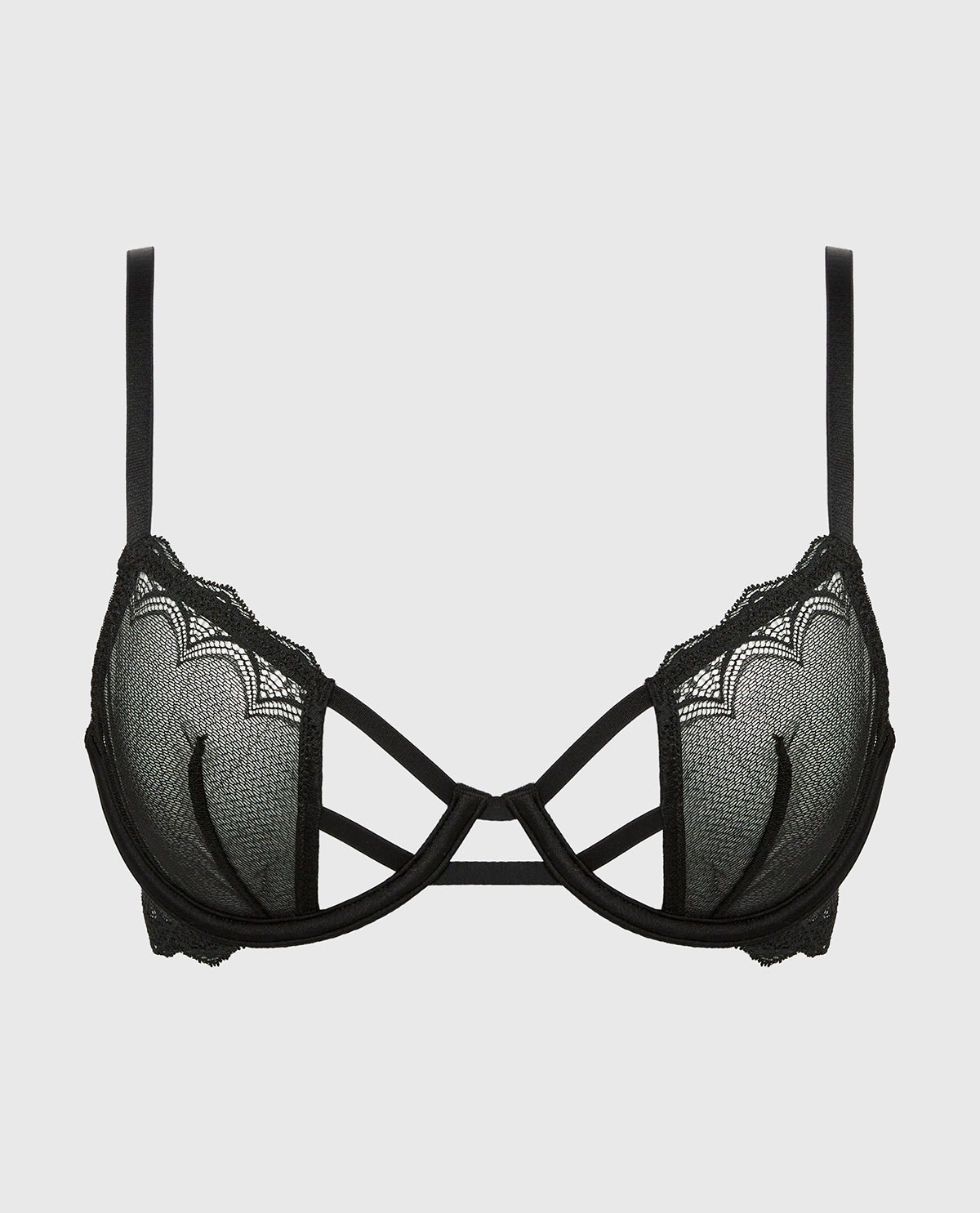 Unlined Demi Bra in Exquisite Lace in Tuxedo Black